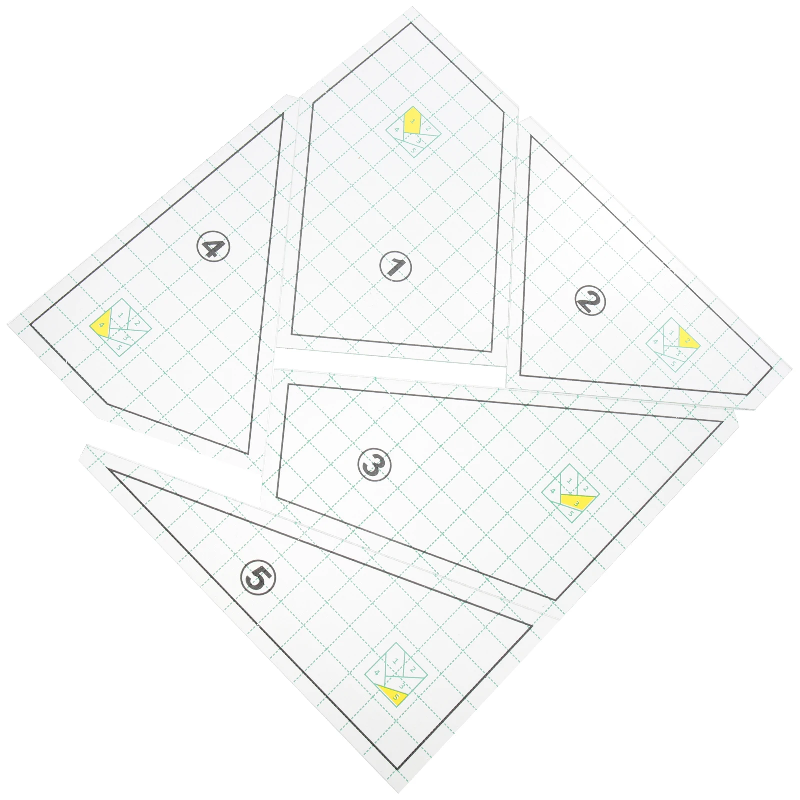 

5 Pcs Quilting Rulers Patchwork Transparent Plastic Fabric Precision Templates Sewing Clothes Design Safe Storage Cutting Tools