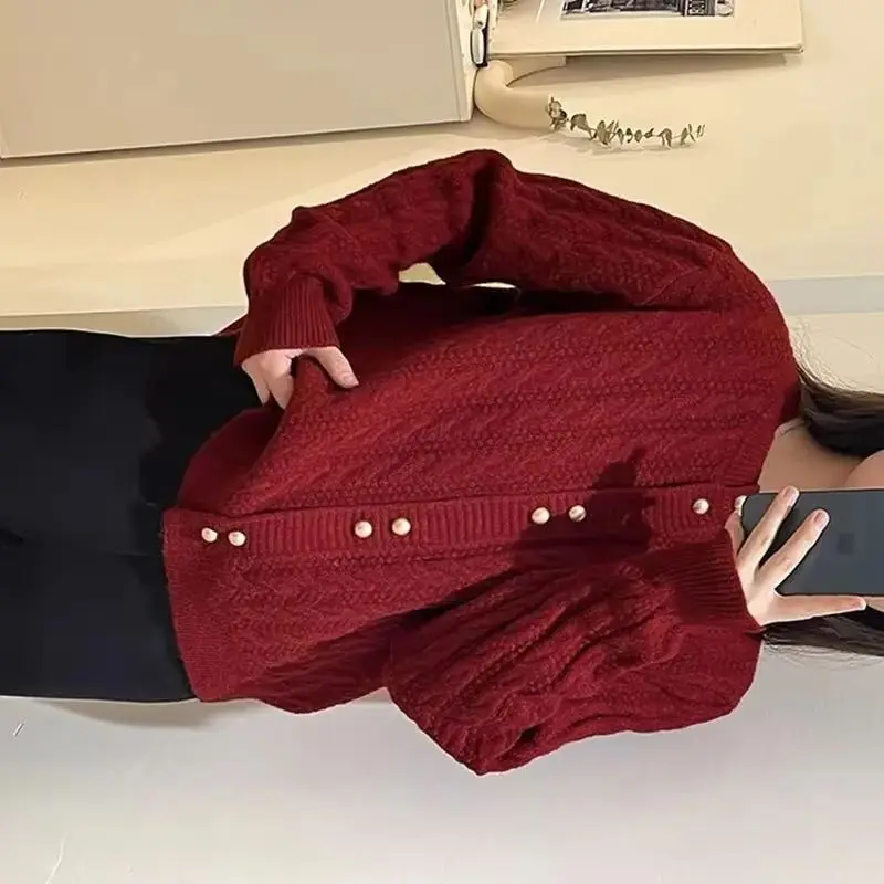 

Осень-зима, корейский вязаный кардиган 2025 года, женский модный однобортный удобный повседневный универсальный женский свитер, топ