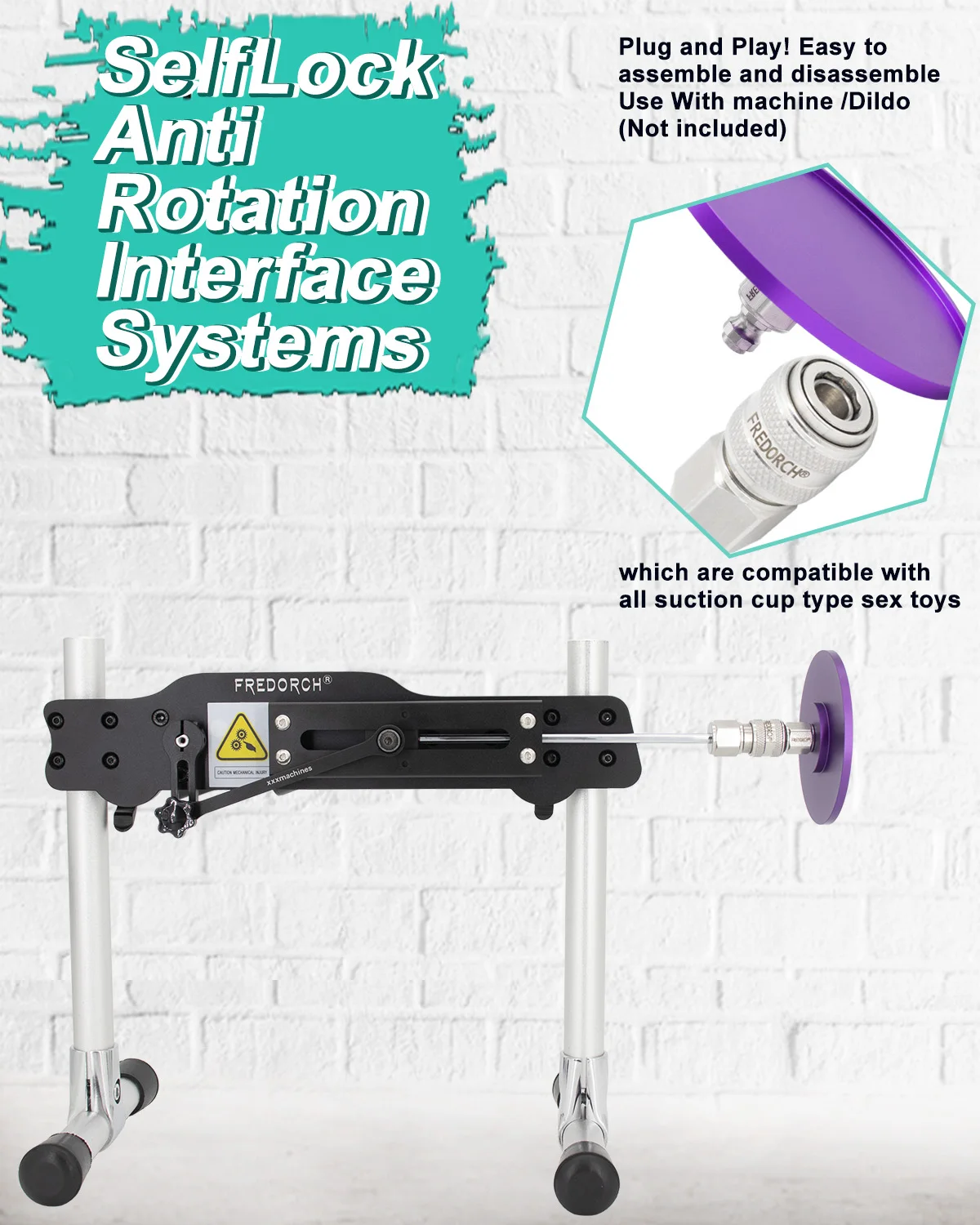 FR1 Sex Machine Attachment for Masturbation Machine, Vac-U-Lock, Metal Accessories, Anti-rotation Connector