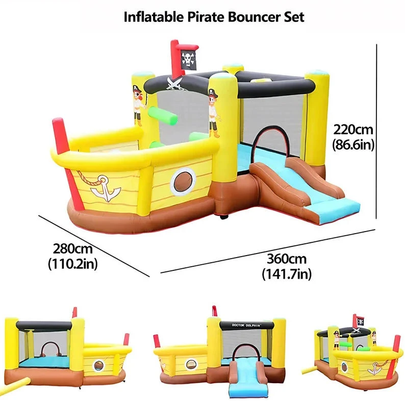 المنزل الجديد استخدام نطاط نفخ سفينة القراصنة الترامبولين المدمجة لعب الأطفال القلعة نفخ القلعة الشريحة
