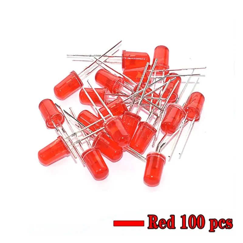 100PCS 5MM F5 LED Diode 5 mm Light Assorted Kit Green Blue White Yellow Red COMPONENT DIY kit