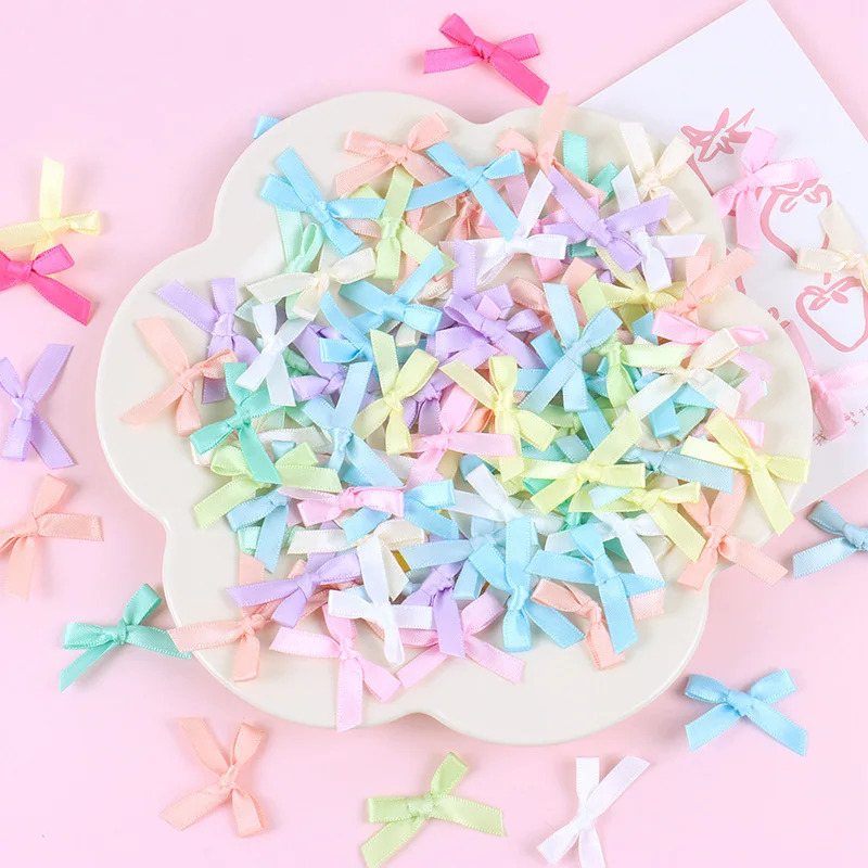 Double Sided Polyester Ribbon Bows 6mm Small Size 1000PCS Bulk Pack  for Sewing Craft DIY Fashion Embellishment