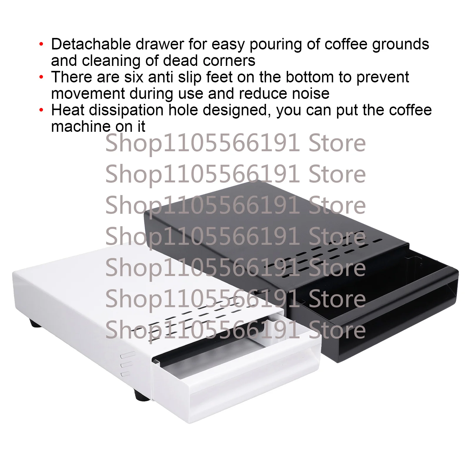 Coffee Residue Powder Box Non Slip Stainless Steel Coffee Knock Box Detachable Drawer Heavy Duty for Household
