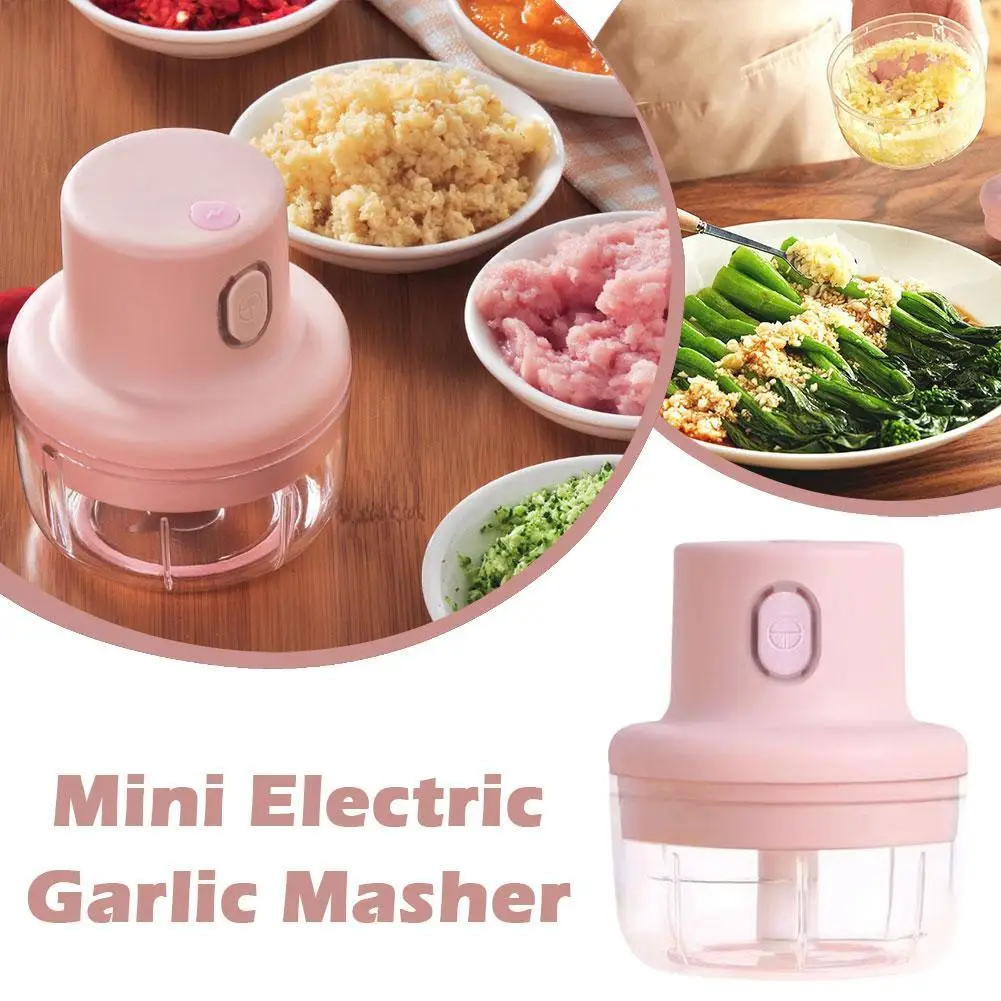 Electric Garlic Press Wireless Vegetable Chopper Meat Grinders 100/250ml Household Masher Kitchen Food Accessories Tools