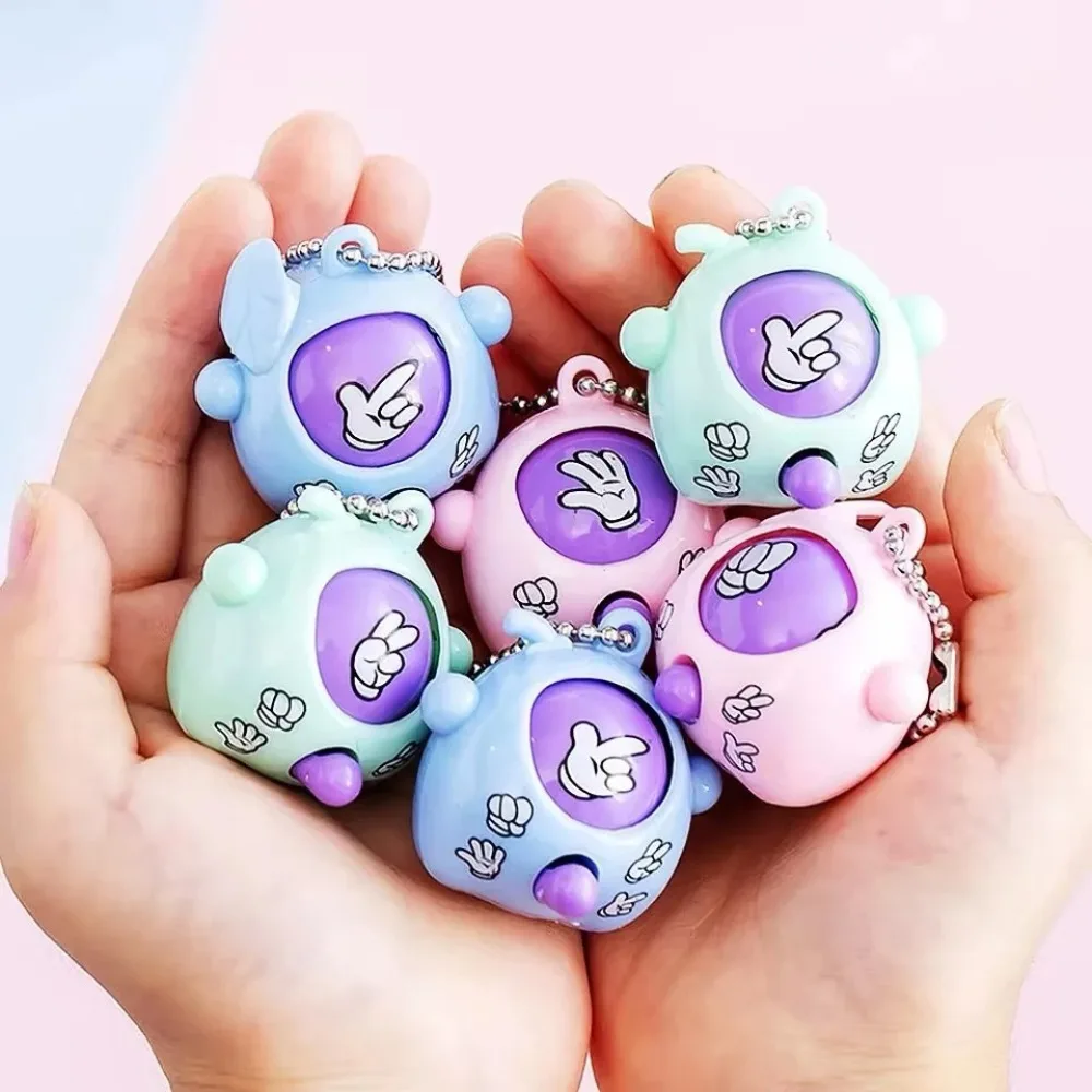 

5 Pcs Funny Color Random Mini Pop Keychains Unisex Durable Toddler Sensory Fidget Toys ABS Rock-paper-scissors Game Toys