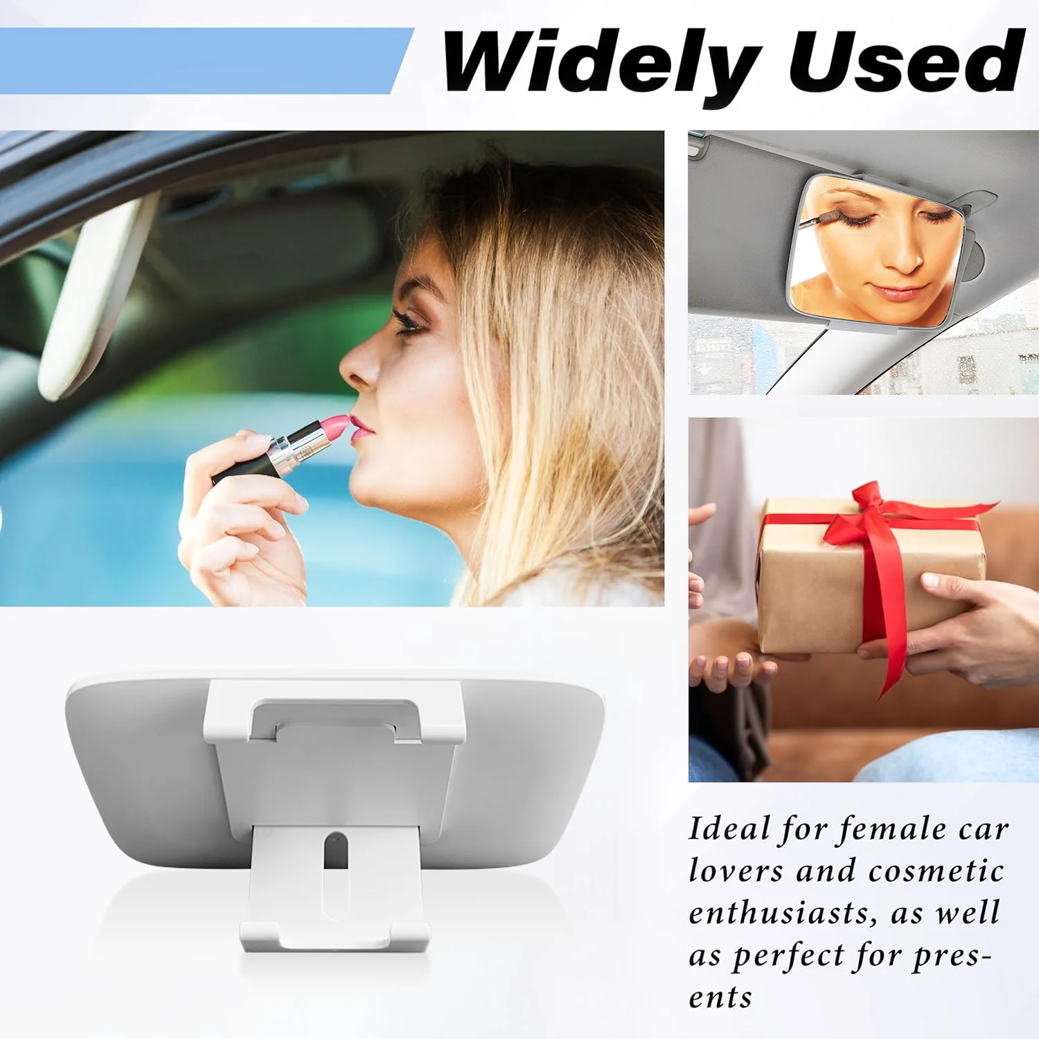 Lusterko samochodowe na osłonę przeciwsłoneczną, lusterka kosmetyczne z klipsem, lusterko kosmetyczne HD do wnętrza samochodu, uniwersalne lusterka na osłonę przeciwsłoneczną do ciężarówek