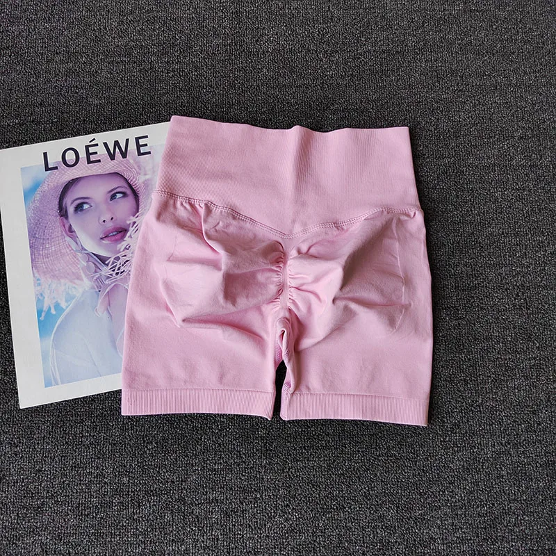 Yoga Shorts Peach Hot Girls Three-Cross Pants High Waist Knitted Pressure Running Sport Elastic Belly Lifting Butt Tight Pants - Image 2