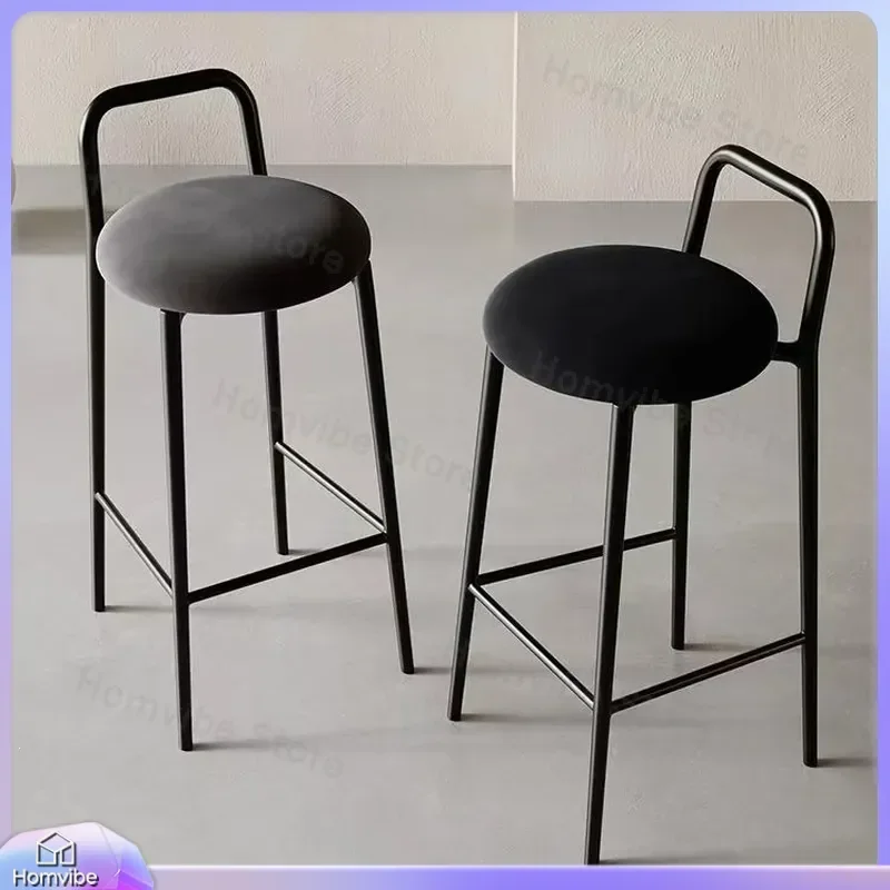 Modern Round Bar Stool High Chair Stackable Counter Seat for Home Kitchen Island Front Desk Cashier Simple Design Furniture
