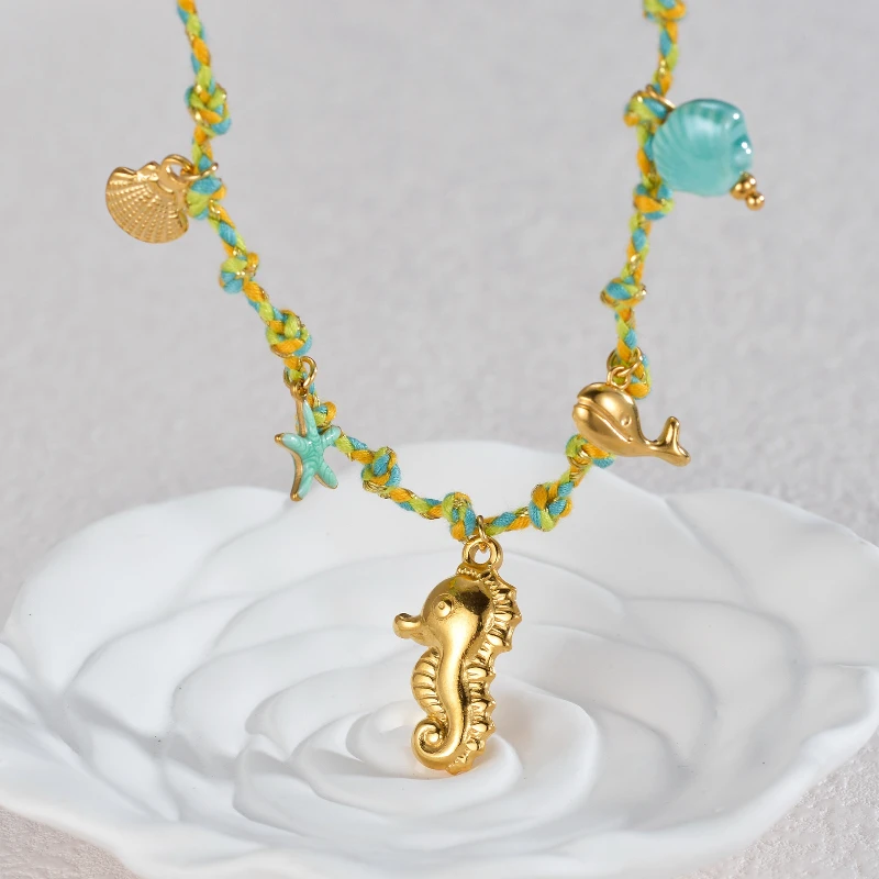 Tropische Fisch-Anhänger aus Edelstahl im Ozean-Stil, weiblich, personalisierte Mode-Halsketten, Charm-Schmuck, verblasst nicht – Detail 7