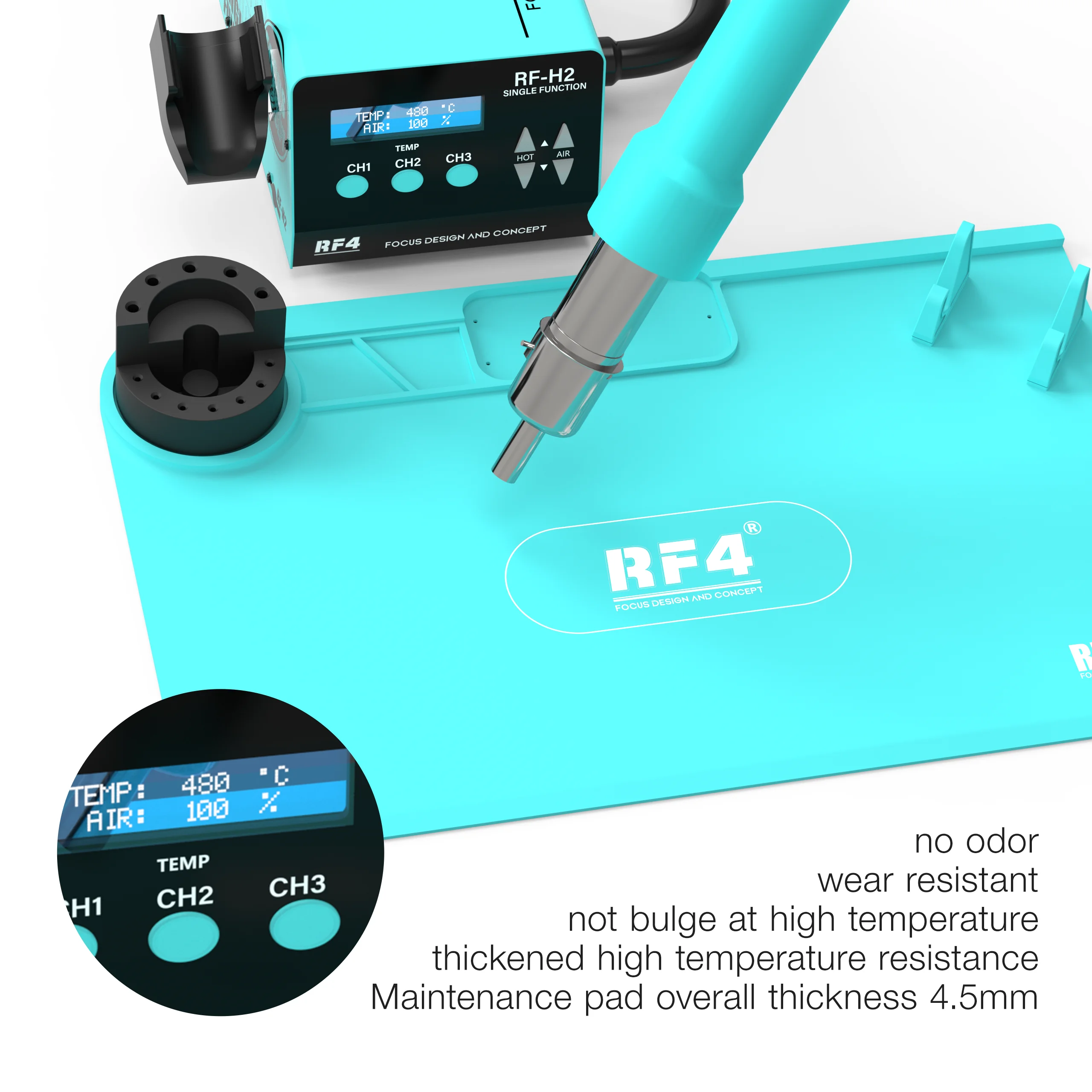 RF4 RF-PO15 Anti-Static Mat Soldering Station Silicon Work Mat Desk Platform for BGA Welding High-temperature Maintenance Pad