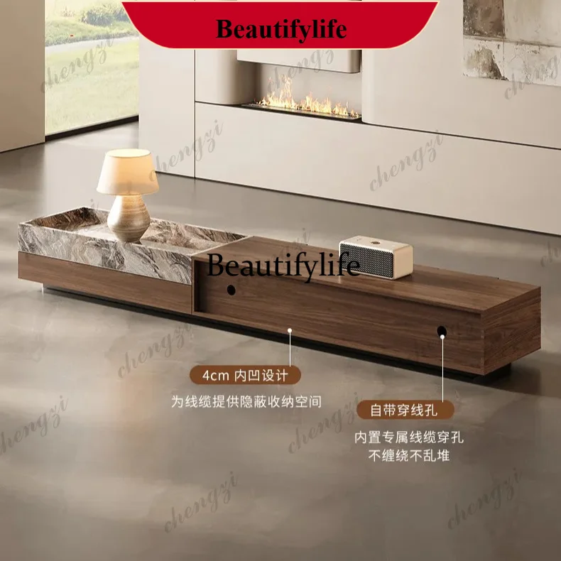 

YL Modern simple Italian light luxury natural luxury stone storage TV cabinet living room home customizable floor cabinet