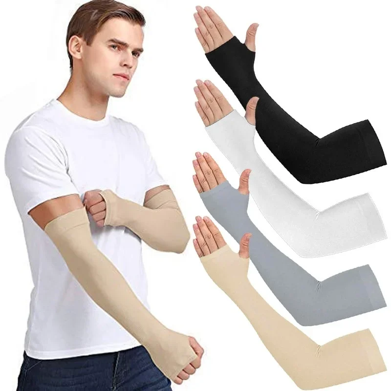 

Unisex Arm Sleeves UV Protection Sleeves Arm Cover Sunscreen Cuff Sleeve Ice Silk Sleeves for Men Women Running Golf Cycling