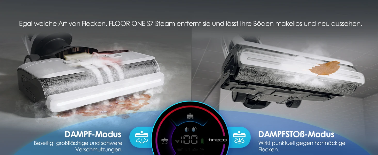 Tineco Floor One S7 Steam Kabelloser Dampfmopp-Bodenreiniger für hartnäckigen Schmutz auf Hartböden mit selbstreinigendem Sieb, Kantenreinigung, Selbstantrieb, ideal für Kinder/Haustiere – Detail 4