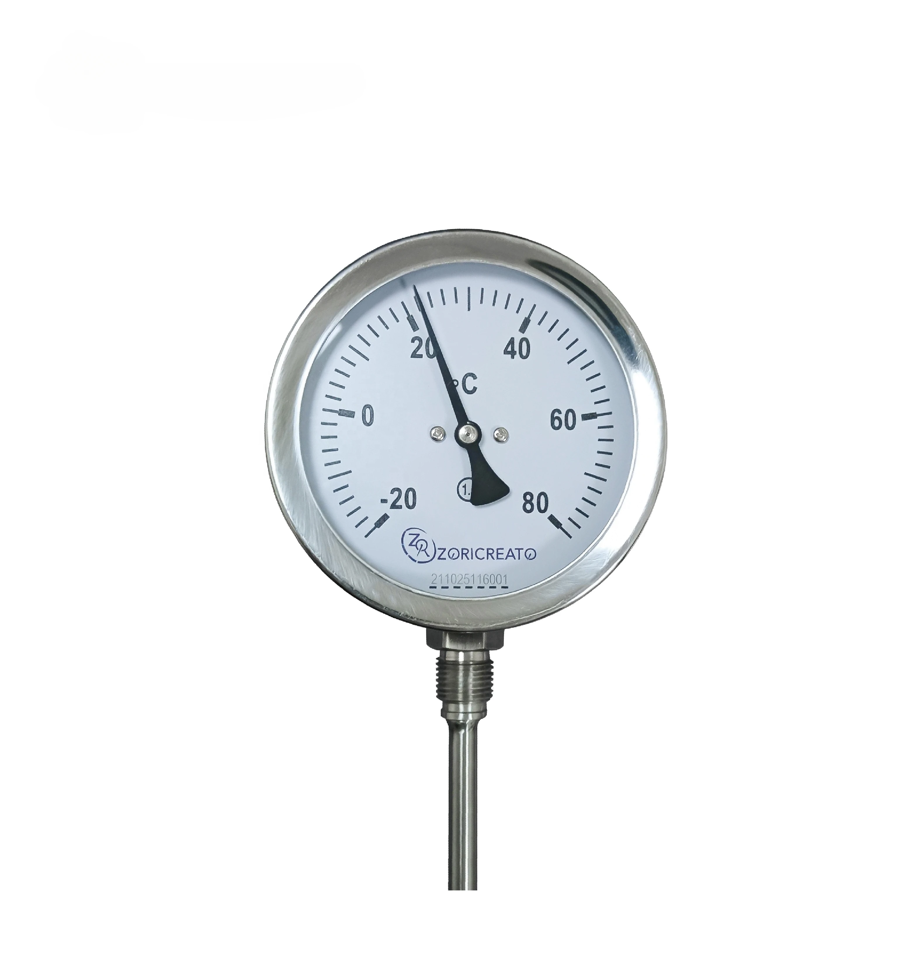 Food Manufacturing Industrial Bimetal Thermometer Waterproof Shock-proof Universal Long Stem Stainless Steel Mechanical Meter