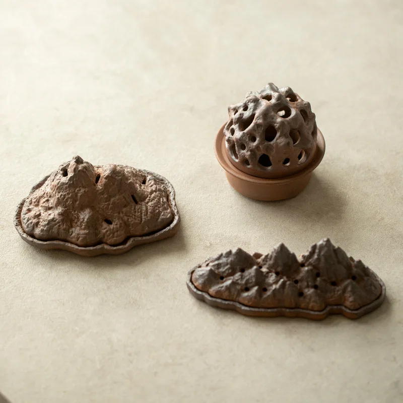 Coarse pottery incense burner retro zen aromatherapy burner plate incense burner kung fu tea set ceramic incense ware