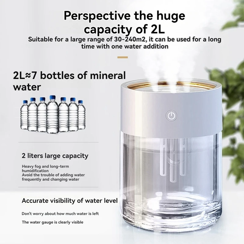 2л увлажнитель воздуха для дома USB большой емкости 3 насадки очиститель воздуха для тяжелого тумана со светодиодной лампой ультразвуковой Essenti OIL Diffus Aroma