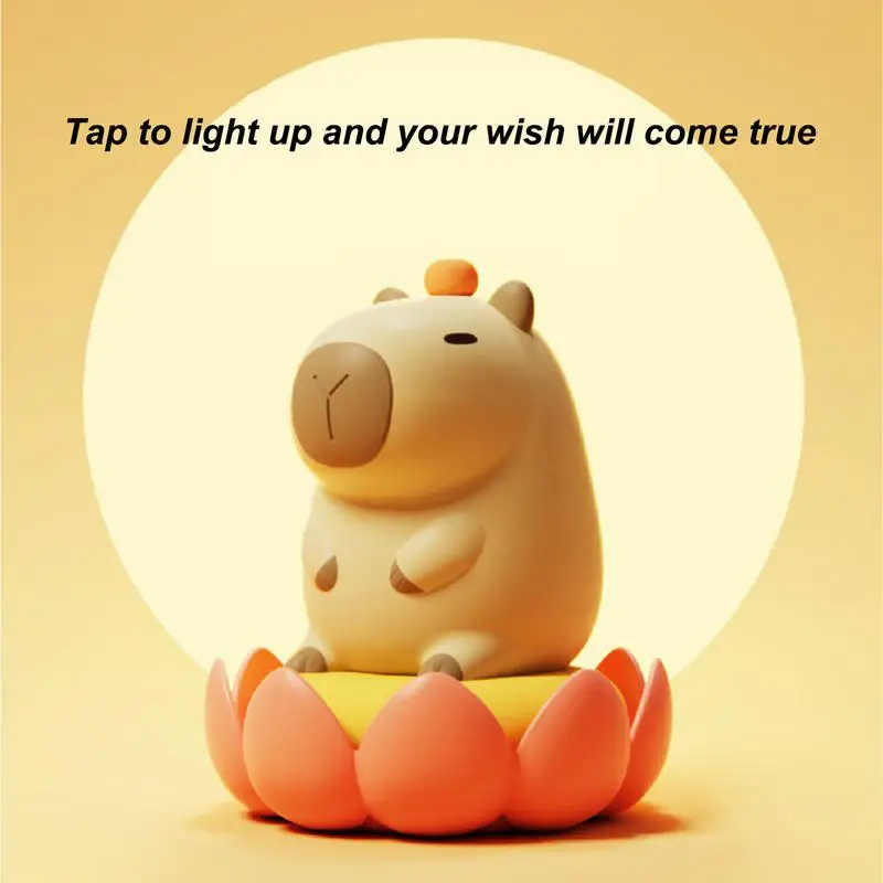 Silicone capybara night light USB rechargeable adjustable light clapping lamp children's night light home bedroom decoration