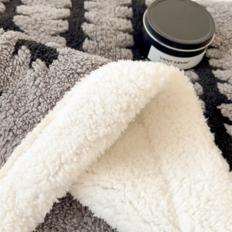 Thickened Warm Multifunctional Fleece Throw Blanket Double Layer Lambswool for Air Conditioning Nap