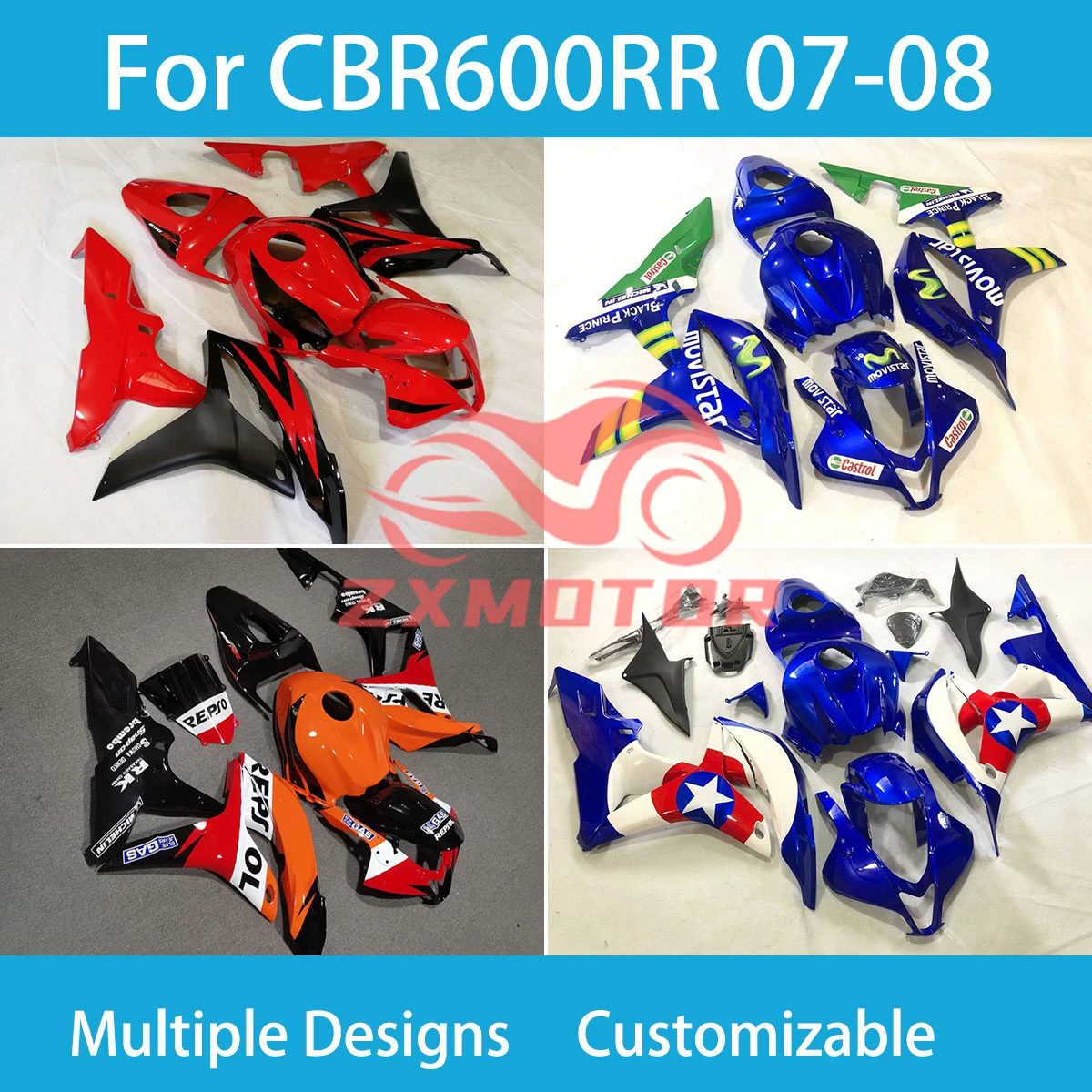 For Honda CBR600 RR 07 08 Race Fairng Body Kit CBR600RR 2007 2008 Motorcycle ABS Fairings Bodywork Panel Set Fit