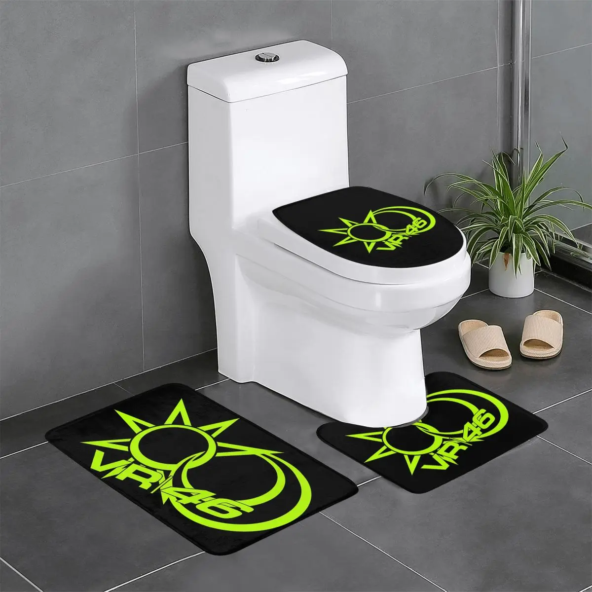 Custom Italian Motorcycle Racer Rossis Bathroom Rugs Sets Non-Slip Absorbent 3 Piece Bath Toilet Rugs Mats