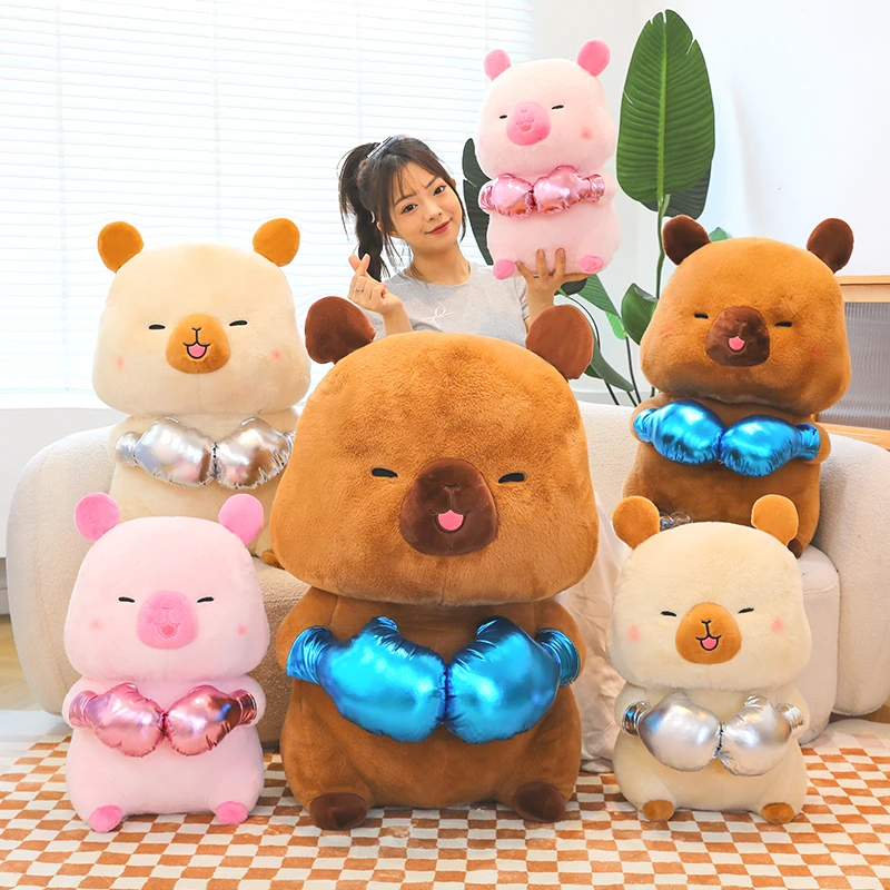 

New 45/55cm Kawaii Boxer Capybara Plush Toy Anime Cute Internet Celebrity Big Capybara Doll Ugly Doll Guinea Pig Doll Kids Gifts