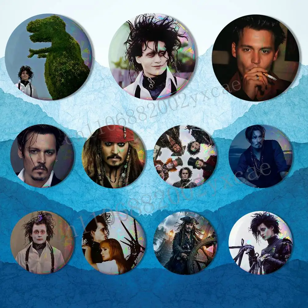 moive Edward Scissorhands Johnny Depp Creative Round Badge Button Pin Bag Decor Fans Collection Friends Gift Brooch