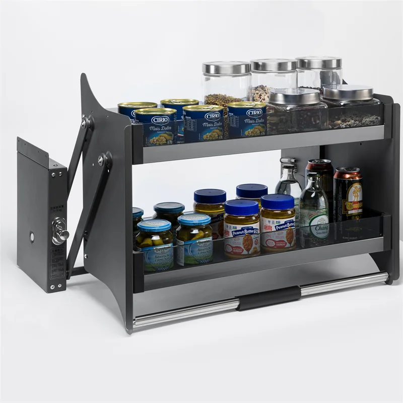Kitchen Cabinet Pull-down Electric Storage Wall Cabinet Basket Metal Upper Cabinet Pull-down Spice Rack