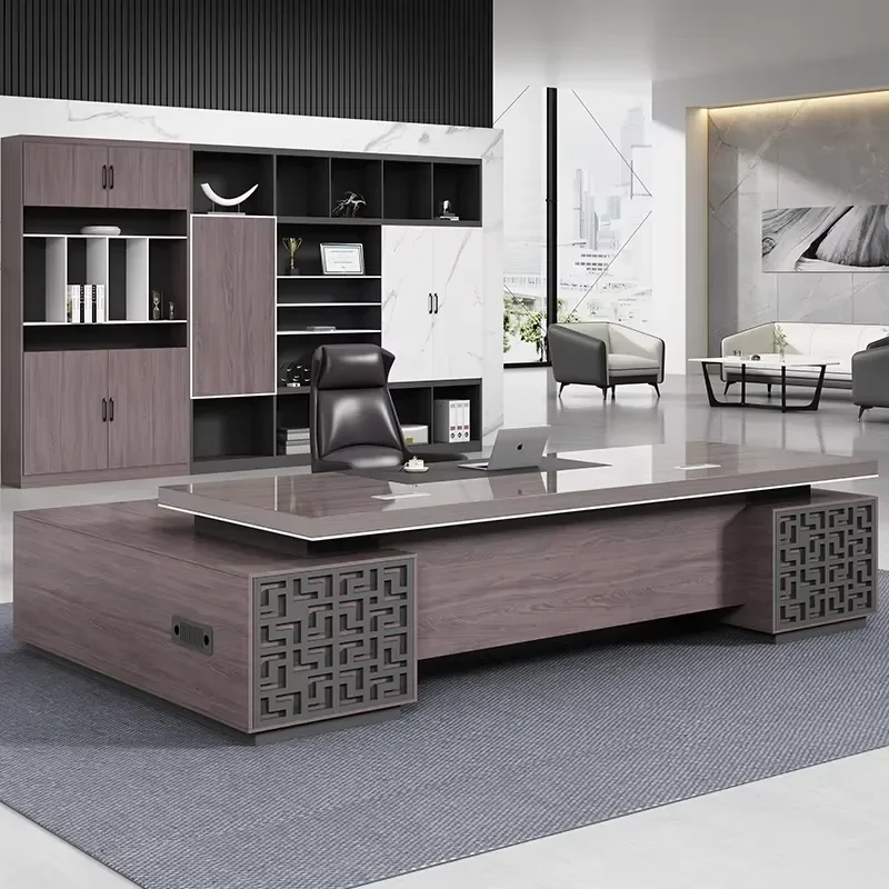 Modern Wooden Boss Desk Luxury Commercial Office Table Multi Color Customizable Executive Furniture