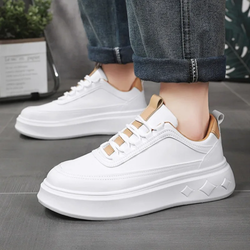 2025 High Quality Men Sports Shoes Leather Platform Casual Shoes for Men Comfortable Breathable Light Walking Heightening Shoes