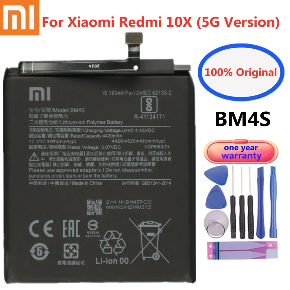 4520mAh BM4S Xiao mi Original Battery For Xiaomi Redmi 10X 5G Version Mobile Phone Battery Bateria In Stock + Tools