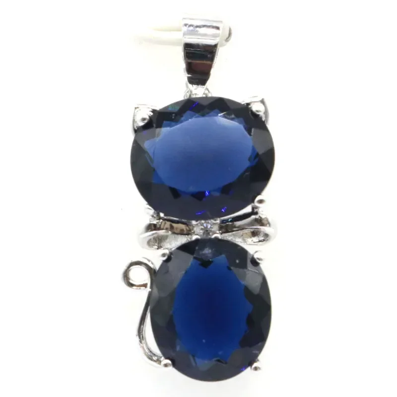 5 جرام مخصص 925 قلادة من الفضة الاسترليني الصلبة شكل قطة جميلة الأخضر جمشت تنزانيت الذهبي سيترين العقيق #4