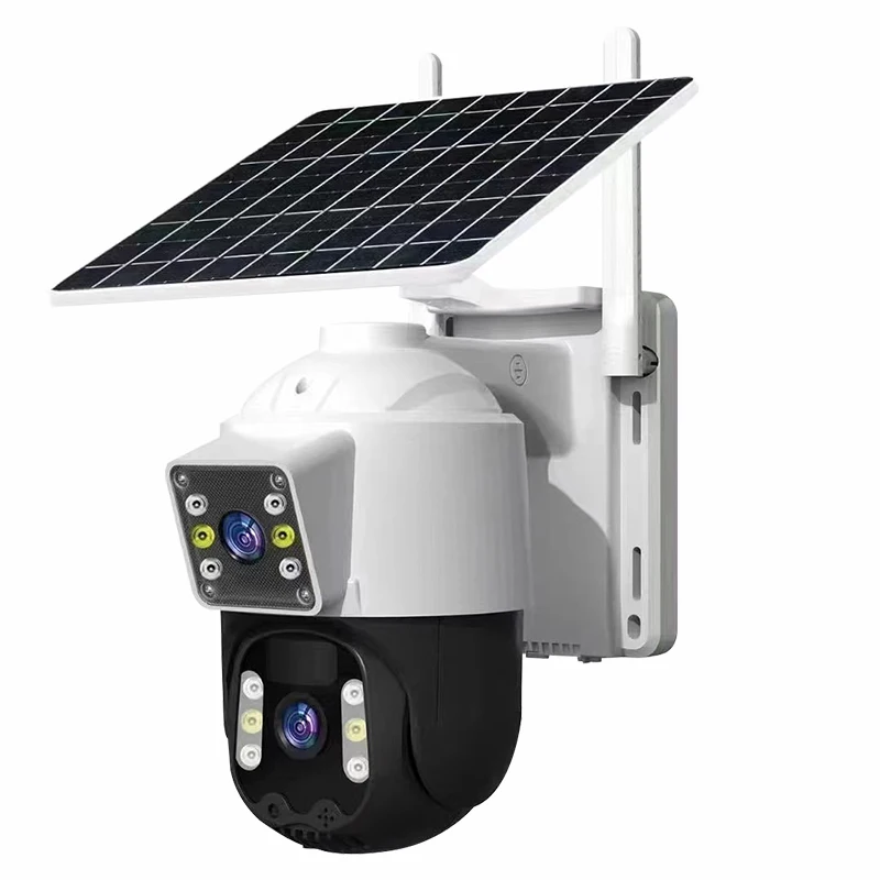 4MP V360pro  APP Dual Lens  Solar Power Low Comsunption WIFI  IP Dome Camera Full Color AI Humanoid Home Security CCTV  Monitor