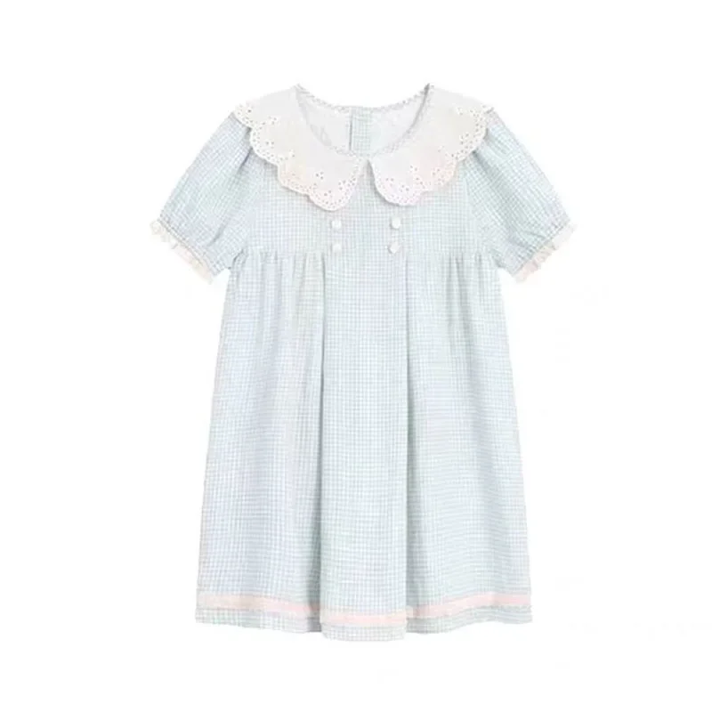 Japan Sweet Lolita Kawaii Mini Dresses Sissy Cross-dressing Fake Two Piece Puff Sleeve Doll Collar Bow Dress ABDL  A-line Dress