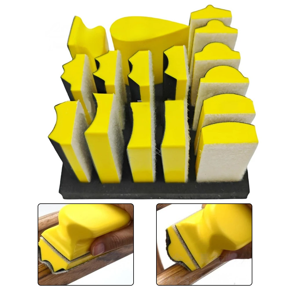 16Pcs Interchangeable Foam Hand Sanding Block Set With 40 Aluminum Oxide Sheets For Precise-Automotive Wet And Dry Sanding