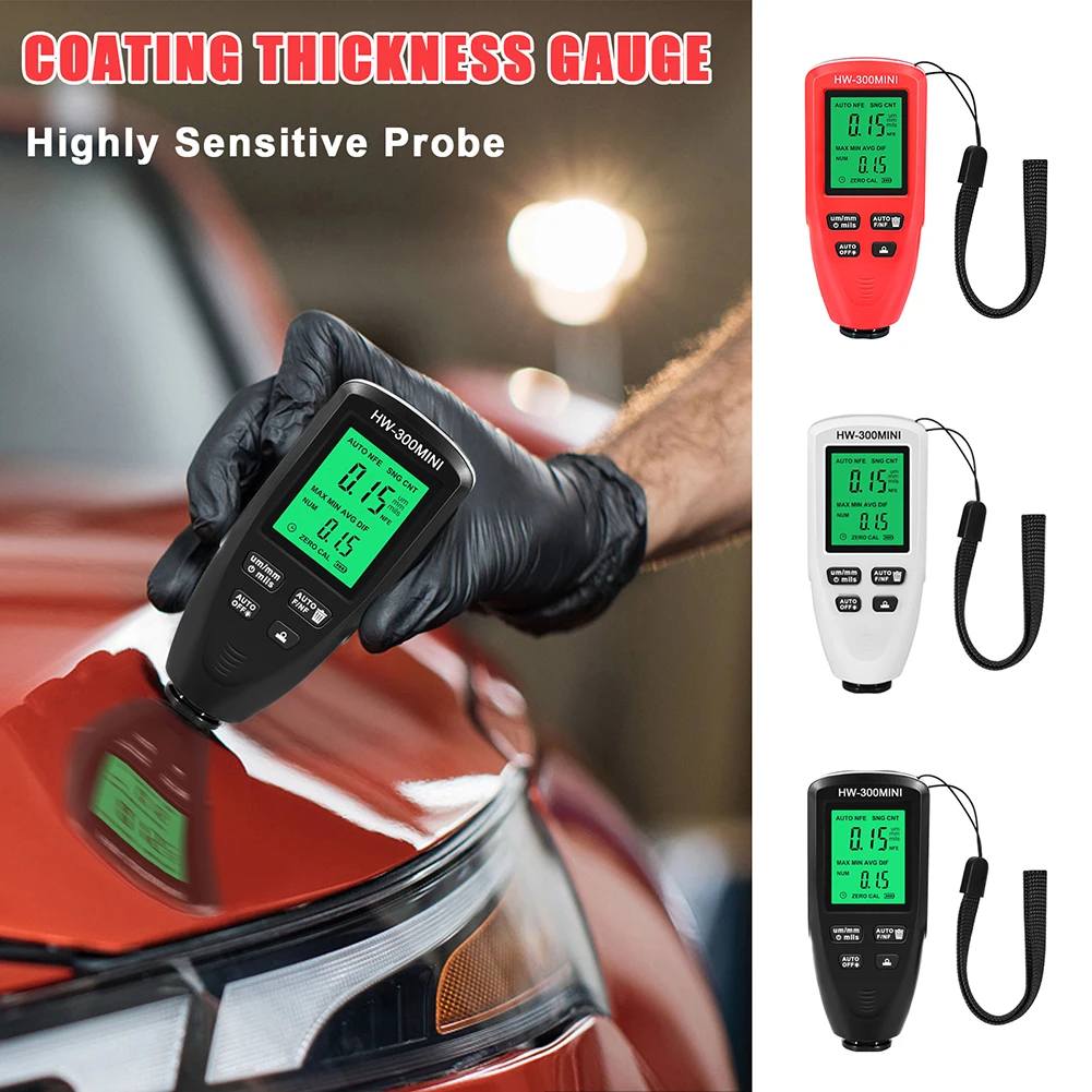 

High-precision Digital Thickness Gauge 0-2000UM LCD Display Car Paint Coating Thickness Tester 0.01mm/1mil Thickness Gauge