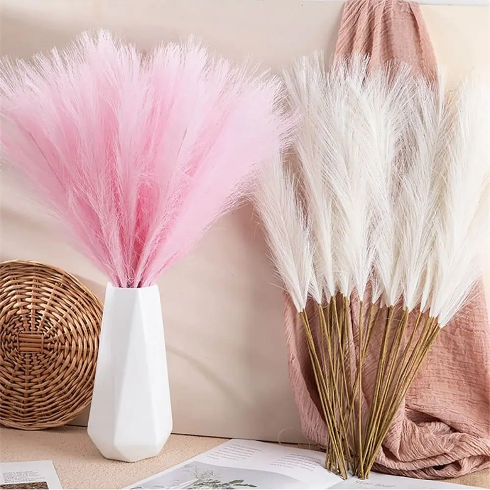 10PCS/Set Home Decor Fluffy Pampas Grass DIY 55CM Fake Plant Reed Flower Arrangement Artificial Flower Christmas Festival Decor