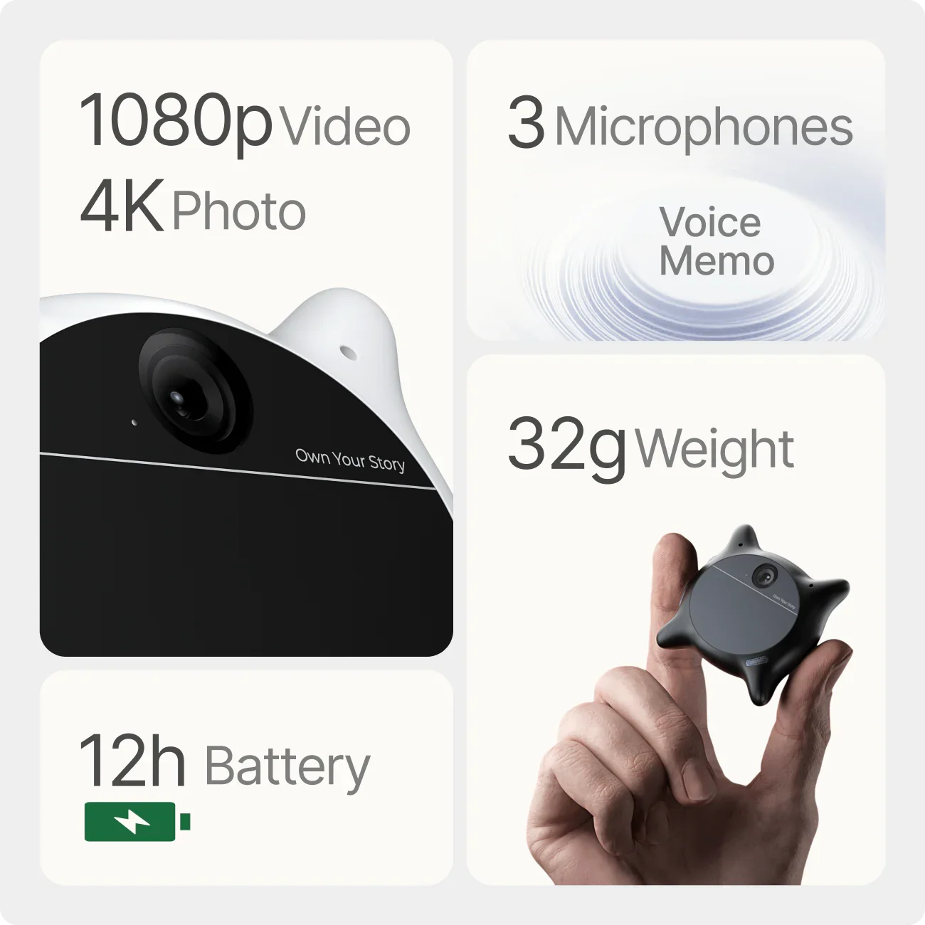 Looki L1 Multimodal AI Wearable Camera Hands-free POV Life Recorder 1080P Auto Generate Vlog Portable Mini Body Camera Life Logg view 3