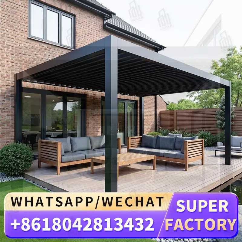 

Waterproof Motorized Louvered Roof Outdoor Aluminium Pergola Ideal for Gardens Patios Resorts pergola