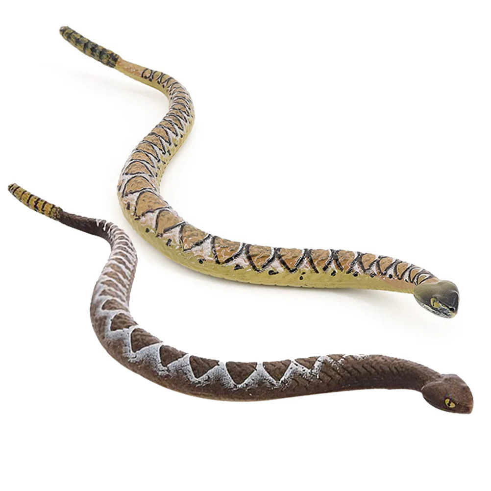 

2pcs Simulation Snake Figurine Snake Figure Snake Toy Simulation Animal Model Prank Props toy snake snake figurines