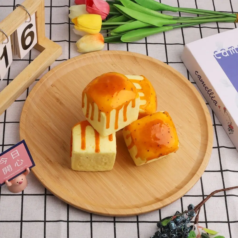 Simulação segura comida cozida pitada brinquedo pu croissant puffs sobremesa em forma de brinquedo de apertar ovo frito criativo lento rebote brinquedo crianças