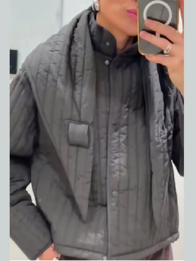 

Стильное съемное пальто с хлопковой подкладкой и шалью, женское однобортное пуховое пальто с длинными рукавами, новинка 2025, осенне-зимние женские пальто