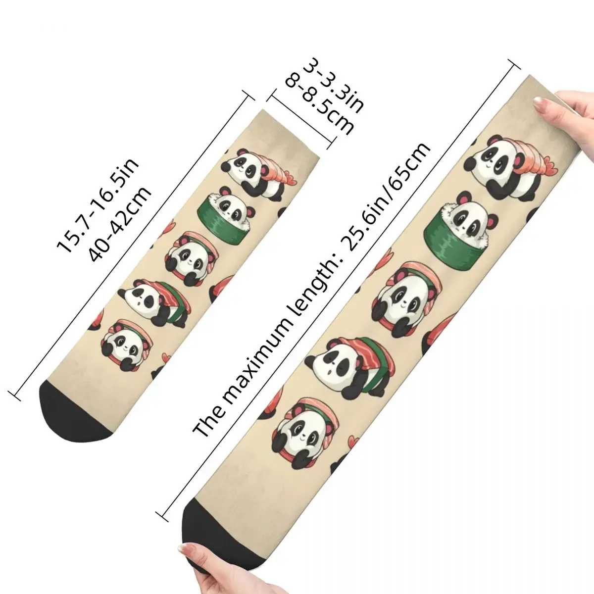 Happy Men's kaus kaki kompresi Sushi Panda Vintage Harajuku Ailuropoda Melanoleuca Hip Hop pola baru kru gila kaus kaki