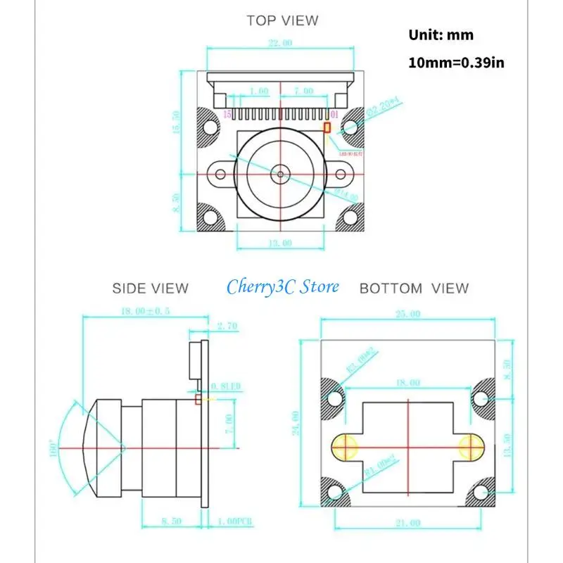 83CE -Kamera -Videomodul 5MP 1080p 160 Grad Mini -Webcam -Sensoren 5647 mit flexibles Ribbon -Kabel für RPI 2/4/3B+ 2592X1944