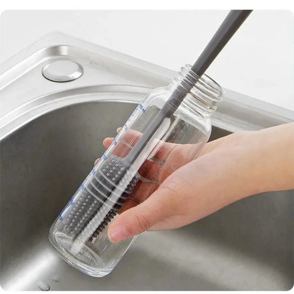 Milk Bottle Brush Silicone Long Handle Drink Bottle Glass Cup Cleaning Brush with Ergonomic Design Household Kitchen Clean Tool