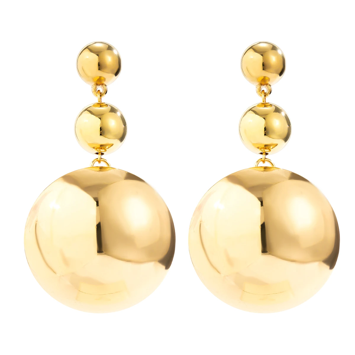 IngeSight.Z Exaggerated Half Ball Bead Pendant Drop Earrings Fashion Statement Gold Color Big Earring Women\'s Punk Party Jewelry