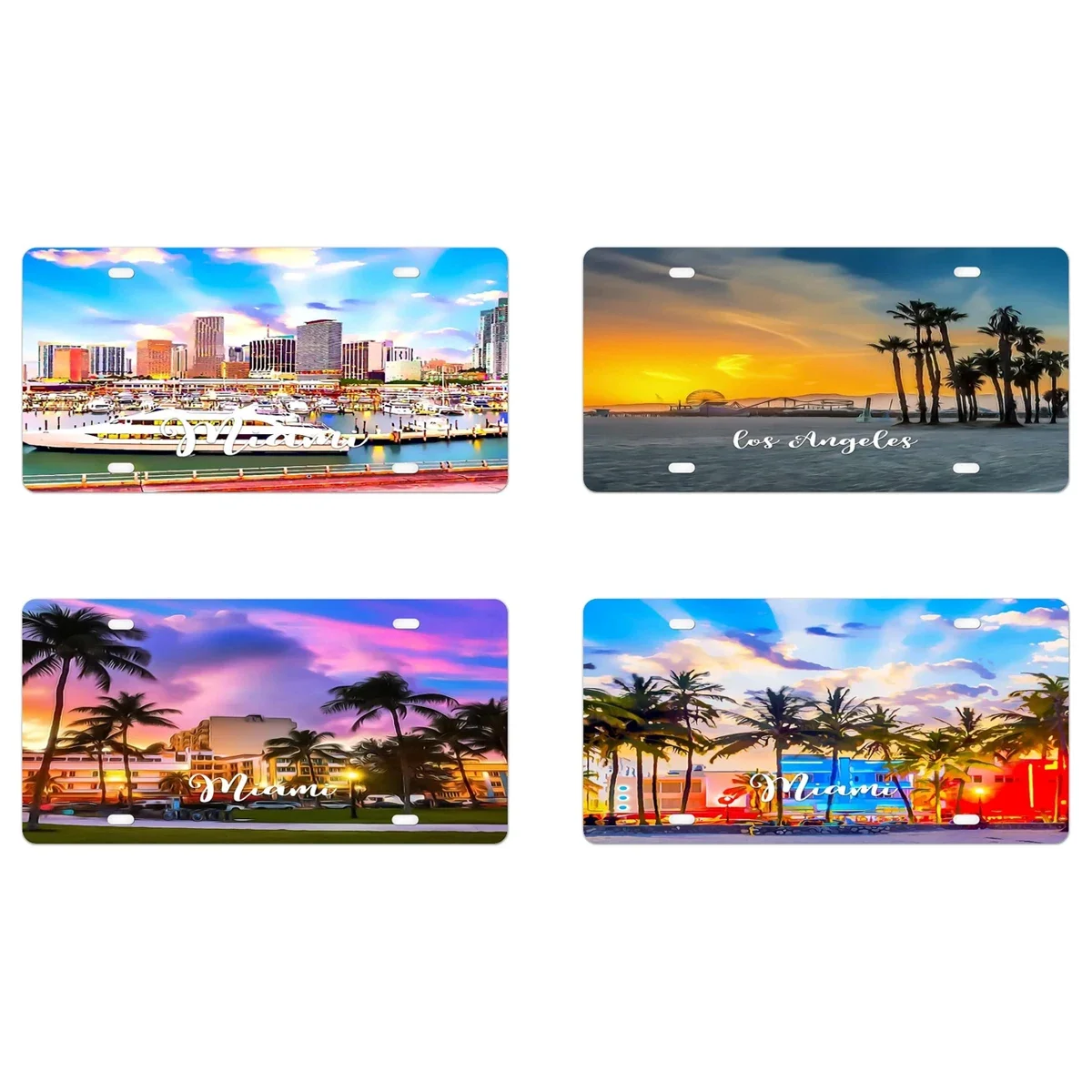 Los Angeles Cityscape Metal License Plate USA Car Tags Decoration Auto License Plate Sign Car Front Vanity Tag 6x12 Inch