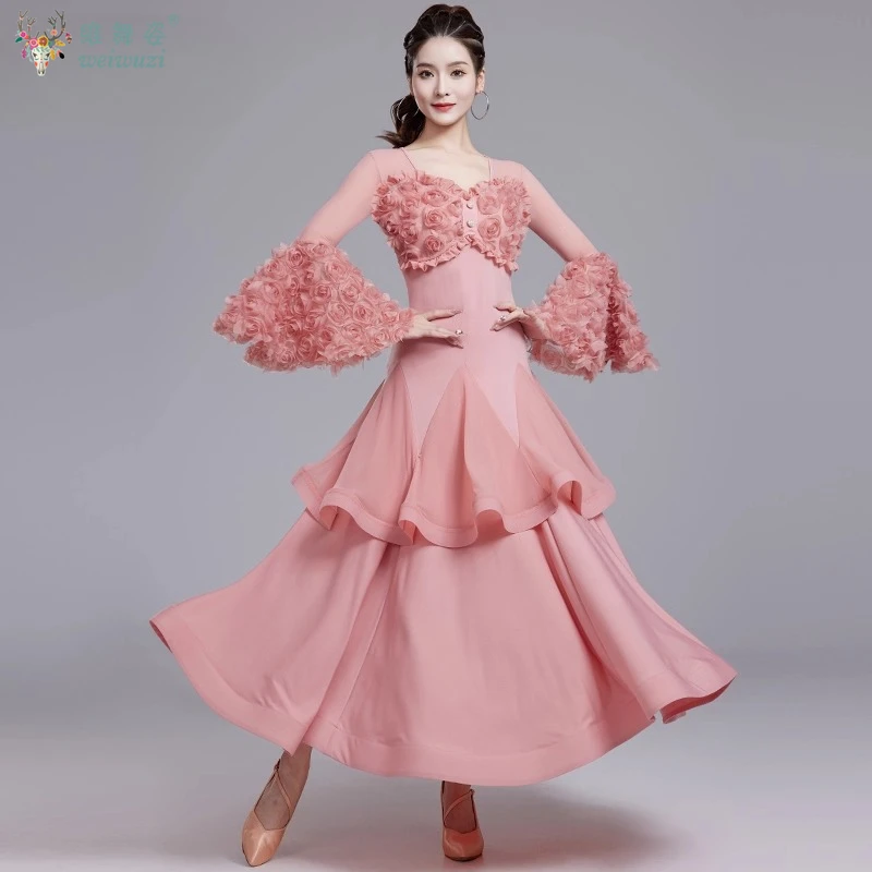 أزياء قاعة الرقص الاجتماعية للنساء فساتين أداء مثيرة وأنيقة للرقص الحديث فستان التانغو الفالس فوكستروت للمنافسة