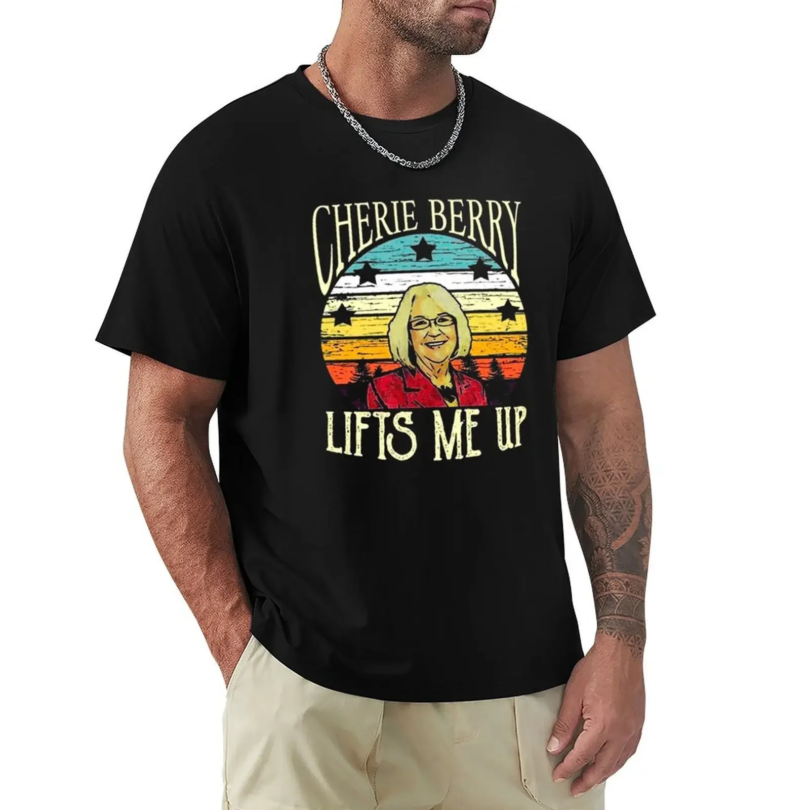 cherie berry lifts me up, Cherie berry, elevator T-Shirt cotton graphic tees Aesthetic clothing heavyweight t shirts for men