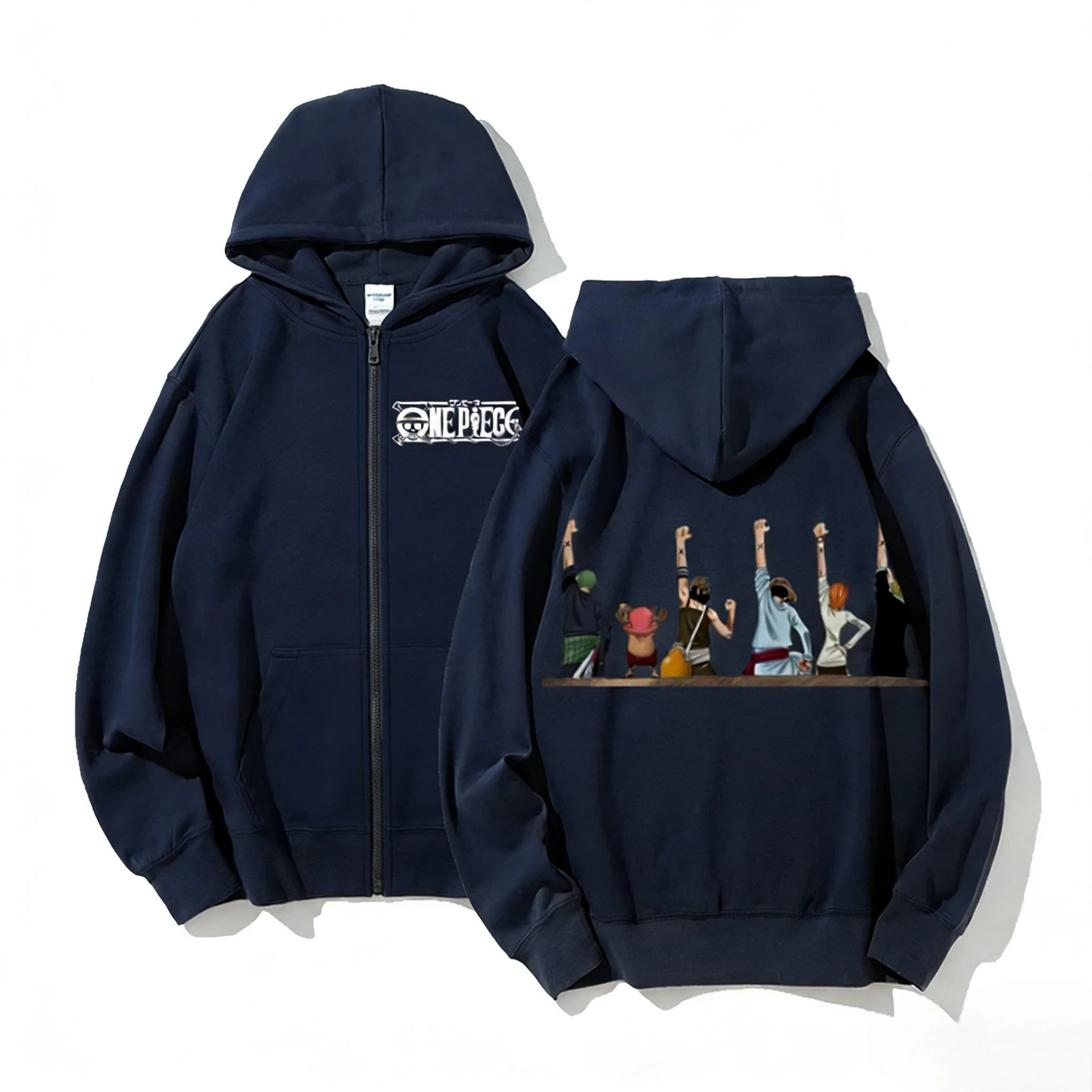 Unisex One Piece Anime Hoodie Men Women Anime Zip Up Sweatshirt 2026 Winter Streetwear Cosplay Casual Jacket Long Sleeve Tops