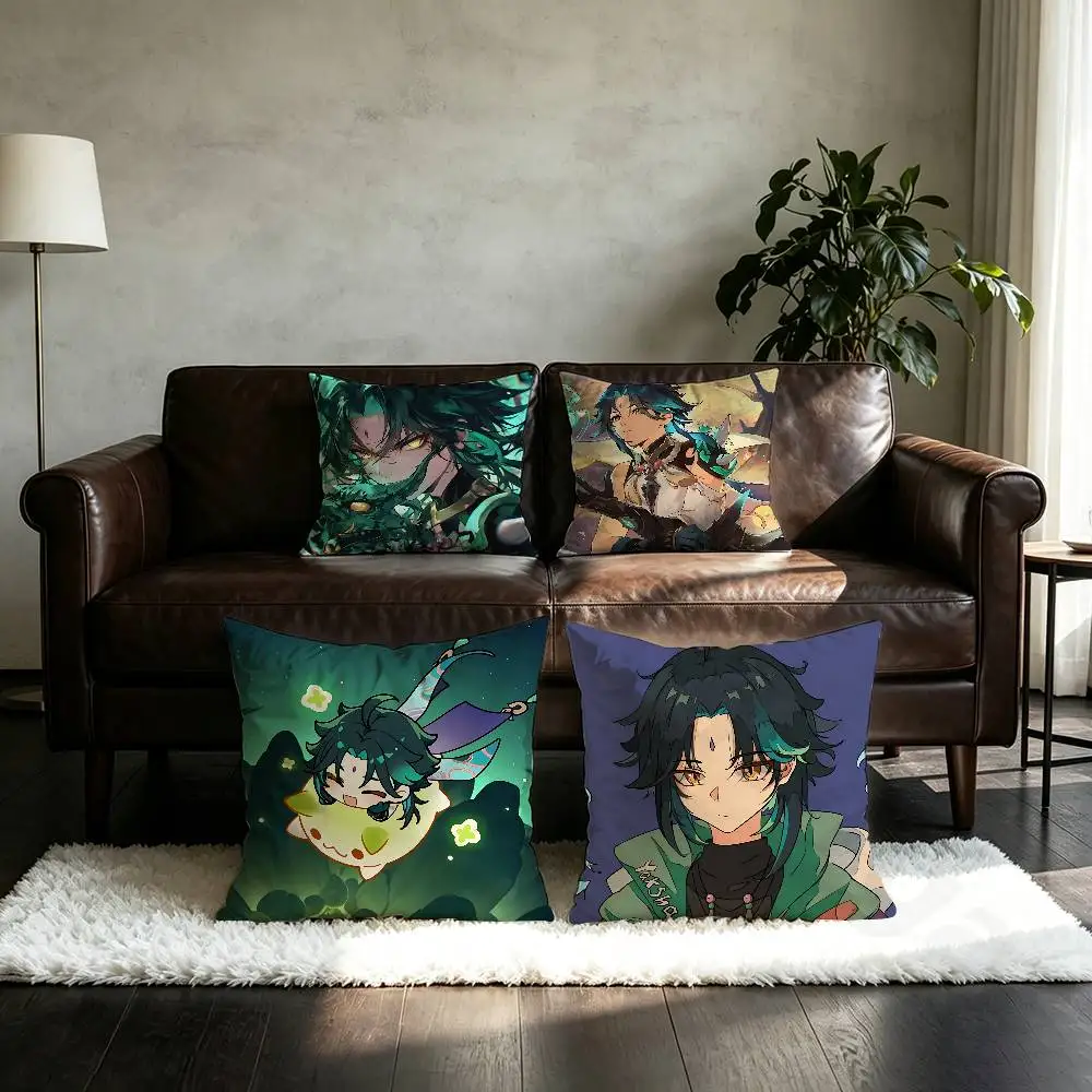 G-Genshin Impact Xiao pillowcase casual style decoration, suitable for home decoration (excluding pillow core)